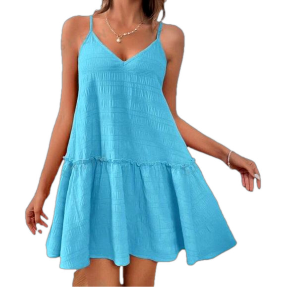 NWT Shein Solid Frill Trim Cami Dress Size Small - Picture 1 of 6